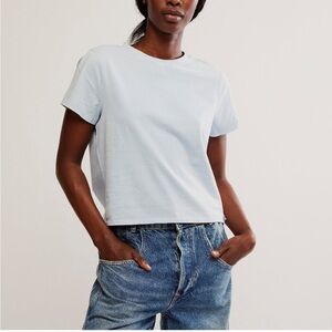 Free People Sky Blue Short Sleeve Tee